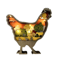 Printemps Jardin LED Lapin De Pâques 3D Sculpture Sur Bois Ornements Pâques Décoration De La Maison En Bois Artisanat Creux Bois Artisanat Décoration