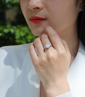 Bague en argent sterling S925 avec moissanite 2 carats, trois pierres rondes taille brillant, six griffes, bijoux pour femme