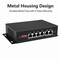 Switch POE Compacto de 4 Puertos y 100Mbps, Fácil Instalación, Plug and Play, Alimentación por Ethernet para Redes Inalámbricas Domésticas