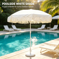 Parasol de plage et de piscine pliable, imperméable, style bohème, macramé tropical avec franges