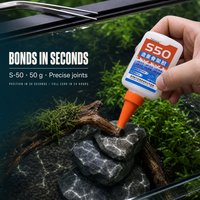 Zhanlida S-50 50g Adhésif transparent, non corrosif, résistant et à séchage rapide pour aménagement aquatique, bois enrogné, pierre de dragon verte