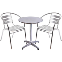Minimalist isches modernes einfarbiges Tischstuhl-Set aus rostfreiem Aluminium für Mahlzeiten im Freien Freizeit hotel Verwenden Sie Desktop-Möbel