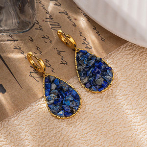 เครื่องประดับชุบทอง 14k 18k แบบไม่ก่อให้เกิดอาการแพ้ ดีไซน์สวยงาม ทำจากสแตนเลสสตีล 316L ประดับด้วยหินธรรมชาติ ต่างหูแบบห้อยสำหรับผู้หญิง - Product Image 4