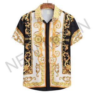 Custom New Mens Hawaiian Short Sleeve Custom Logo Luxury Gold Men Printing Summer Beach Casual Style Clothing Shirt - Product Image 3
