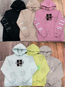 Sweat-shirts à manches larges personnalisés avec impression en relief, broderie, en coton mélangé, molleton, épaules dénudées, col rond, pour femmes - Product Image 6