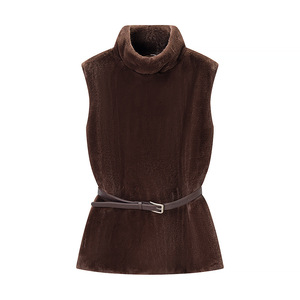 Vente en gros Europe Amérique – Nouvelle collection Printemps 2026 – <span class=keywords><strong>Gilet</strong></span> élégant <span class=keywords><strong>mi</strong></span>-<span class=keywords><strong>long</strong></span> en polyester à col roulé et effet duveteux pour <span class=keywords><strong>femme</strong></span> G7-A1892 - Product Image 4