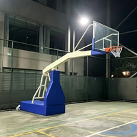 Panier de basket mobile robuste et réglable en hauteur avec panneau arrière en verre trempé pour l'éducation physique et la salle de sport
