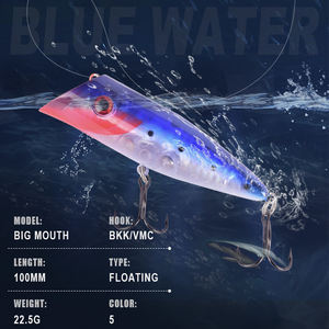 Promotion Leurre Popper à Longue Portée à Yeux de Poisson 3D pour Poisson-Chat, Brochet, Saumon, Bar, Leurre Dur Jigging, Utilisation en Rivière, 22.5G 100MM - Product Image 3