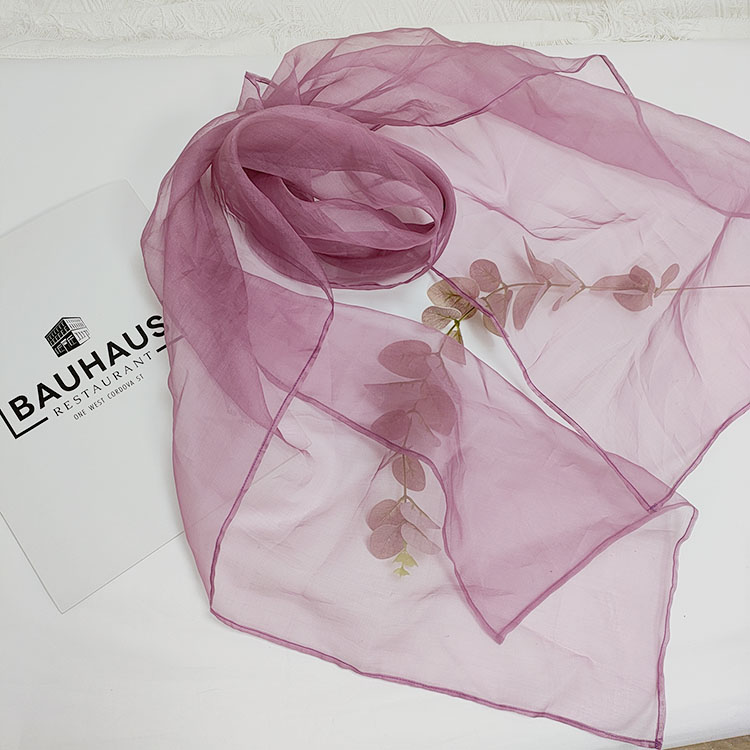 Оптовая продажа, романтические шелковые шарфы из органзы цвета лаванды и фиолетового шелка