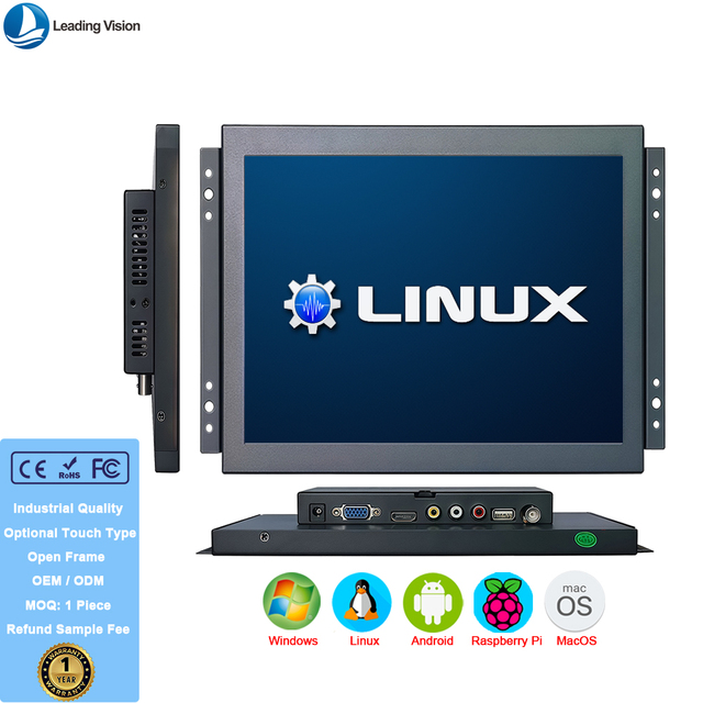 Open Frame Small Touch Screen Monitor 8-inch 1024x768 Resolution Wall Mount Monitor for Windows & Android Business Use