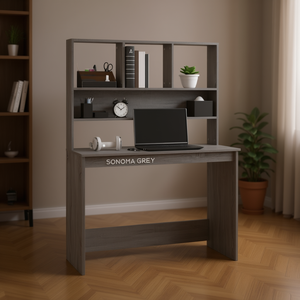 Scrivania rettangolare per computer Sonoma Grey in legno ingegnerizzato, stile elegante, mobili per ufficio domestico - Product Image 2