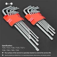 Set Kunci Allen Hex L-Type Kepala Bola Imperial Baja Krom Vanadium Kekuatan Tinggi