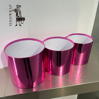SINOWRAP LQ01 Fournitures pour fleuristes, ensemble de 3 boîtes à fleurs rondes rouges lumineuses en stock pour l'emballage de cadeaux floraux, bricolage