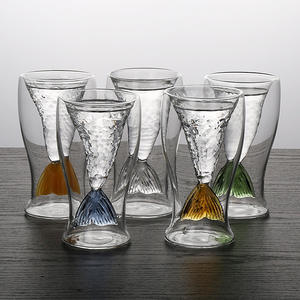 À Double Paroi Haute Borosilicate <span class=keywords><strong>Verre</strong></span> Sirène <span class=keywords><strong>Queue</strong></span> <span class=keywords><strong>Verre</strong></span> Tasse Bière Vin Tasse Cocktail Tasse - Product Image 2