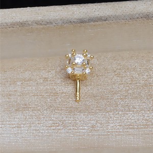 Support d'accessoires en argent S925 avec perle, boucle simple, pendentif Reine avec aiguille droite JG5440, apprêts de bijouterie vides pour DIY - Product Image 4