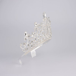 Coronas y Tiaras Altas Decorativas de Aleación Plateada, Tiara Grande de Cristal para Reina, Cumpleaños, Boda, Corona para Concurso <span class=keywords><strong>Miss</strong></span> Universo - Product Image 4