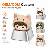 Capuchon de clavier mécanique personnalisé en alliage de zinc de qualité supérieure avec base en PVC souple et motif chat, finition mate lisse