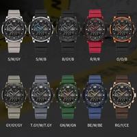 NAVIFORCE NF6104 6104 jam tangan pria, olahraga ringan tampilan ganda waktu lampu malam Stopwatch kuarsa multifungsi