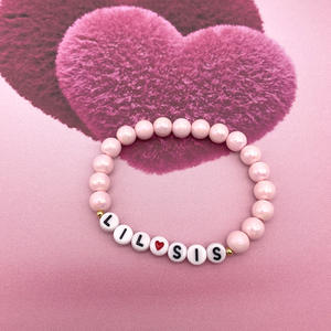 <span class=keywords><strong>Bracelet</strong></span> fait main avec perles, inscription « Big Sister », perles acryliques de couleur rose AB, <span class=keywords><strong>bracelet</strong></span> populaire européen et américain - Product Image 2