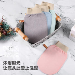 Serviette de bain exfoliante en coton, gants de gommage double face pour adultes, usage domestique, multicolores - Product Image 3