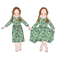Robe à manches longues rose à fleurs pour filles, en tissu doux imprimé, avec 2 poches, dernier design Little Glow Kids, prix promotionnel