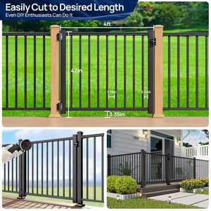 4 Fuß Aluminium-Terrassentor-Set für 42 Zoll. H-Zaun mit automatisch schließendem Scharnier, rostfreies Außentor - Product Image 5