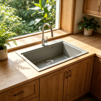 Évier simple en granit composite 72*49cm, haute qualité, résistant aux rayures, nouveau style, vente chaude 2026, pour cuisine (sans robinet)