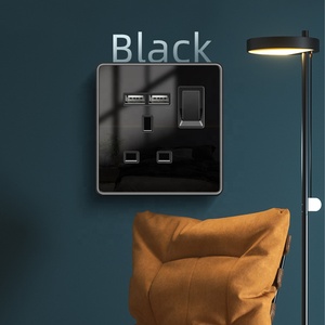 Interruttori e Prese Elettriche da Parete in Vetro Temperato di Tendenza, 1/2/3/4 Gang, Colori Grigio/Nero/Oro - Product Image 4