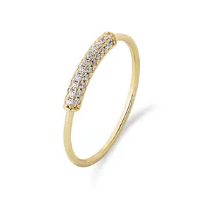 Grosir hadiah murah cincin pernikahan manik-manik zirkonia kubik perak murni 925 desainer berlapis emas 18K sederhana tidak pudar