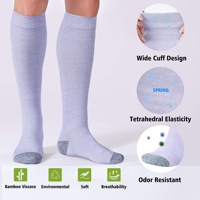 Chaussettes de compression en bambou personnalisées, respirantes, pour le soutien de la circulation, 15-20 mmHg, pour infirmières et femmes enceintes