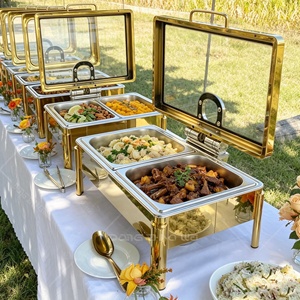 Scaldavivande Rettangolare di Lusso Dorato per Cene di Gala, Buffet e Catering - Altri Articoli per Hotel - Product Image 2