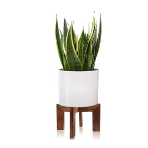 Wooden Flower Pot Stand Four Legs Midcentury Modern Durable Indoor Outdoor Use Floor Standing Balcony Rack - Product Image 4