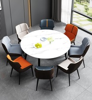 Ensemble de chaises de salle à manger rembourrées en cuir gris bleu design moderne Tables et chaises de salle à manger Ensemble de meubles de salle à manger