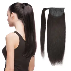 Wholesale 30inch Brazilian Raw Cuticle Aligned Remy Hair Drawstring Straight Ponytails Human Hair Ponytail Extension