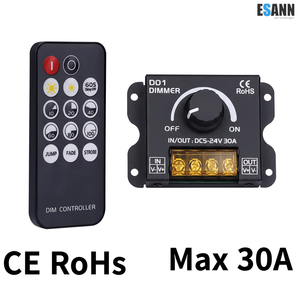 Controlador de Atenuación PWM con Interruptor Remoto Manual ESann para Tiras de Luces LED 5050 3528, DC 5V-24V 30A, Brillo Ajustable - Product Image 1