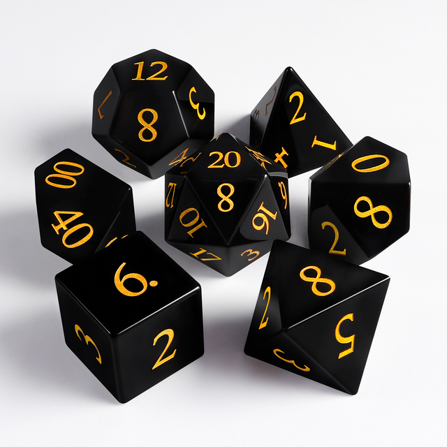 Dice Custom Tabletop Games Dungeons and Dragons Accessories Precision DND Black Obsidian Dice Set RPG