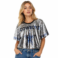 Vente directe d'usine, maillot de football américain des Dallas Cowboys pour femmes, haut à paillettes, t-shirt à paillettes pour le jour du match, pour l'équipe des Dallas Cowboys de la NFL