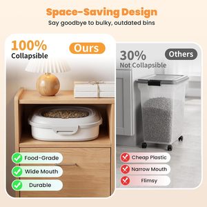 Seau pliable écologique pour aliments pour animaux de compagnie, conteneur de stockage de nourriture pour chien en plastique avec couvercle hermétique, seau de stockage pliable pour céréales - Product Image 3