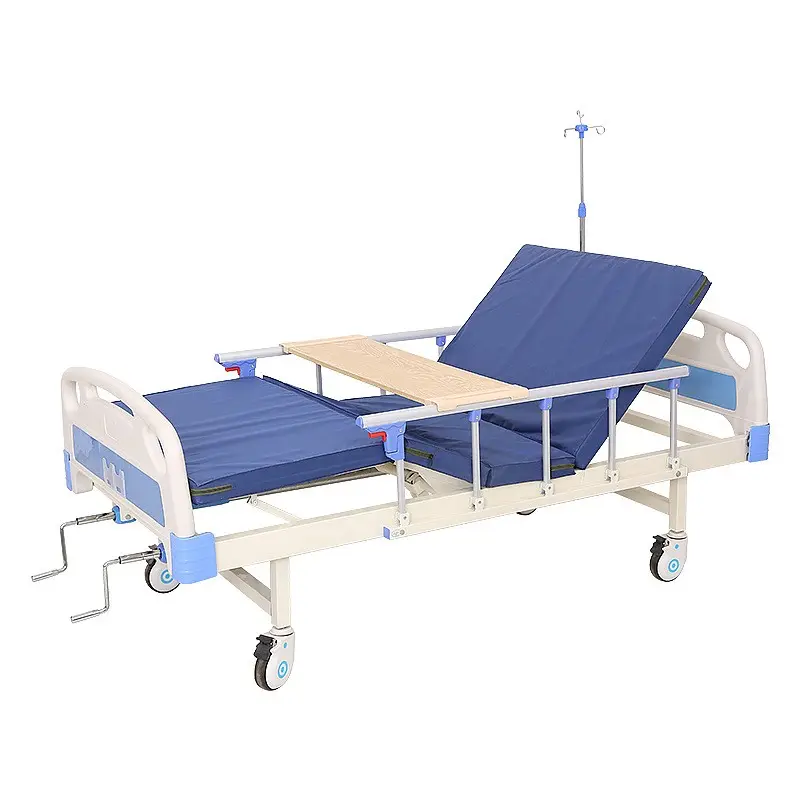 ダブル機能2クランク手動看護医療病院用ベッド腹筋サイドレール工場直販