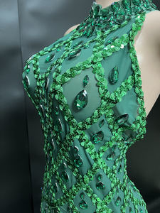 Robe de minuit bleu maille diamant robe femmes élégantes dames robes pour invité de <span class=keywords><strong>mariage</strong></span> - Product Image 4