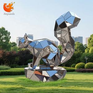 Patung tupai geometris dipoles baja tahan karat instalasi seni Plaza komersial luar ruangan ornamen berdiri lantai besar - Product Image 1