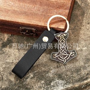 Porte-clés Marteau de Thor Viking Nordique Yunnique en Alliage de Zinc, Texture Celtique Vintage, Pendentif pour Homme, Accessoire Cadeau - Product Image 3