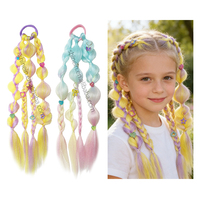 Extensions de cheveux synthétiques pour fête et festival Shinein, tresses torsadées colorées, extensions de cheveux pour enfants, tresses à bulles, queue de cheval avec perles
