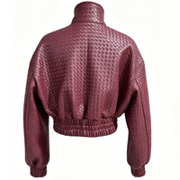 Veste en cuir véritable à col montant pour femme, veste bomber courte en cuir véritable, automne