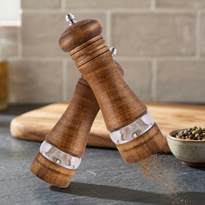 Wooden Salt and Pepper Grinder Set Manual Adjustable Rotary Knob <b>Mills</b> for Kitchen Use - Product Image 3