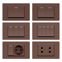 Interrupteur mural étanche 2025 moderne rétro 118 Slim marron 2 gangs 1/2 voie, compatible Smart Life, 4 voies, prises électriques en gros