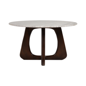 Tavolino da Caffè Rotondo con Piano in Marmo e Base in Legno Scultoreo per Arredamento Soggiorno - Product Image 3