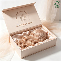 Boîte cadeau rigide en carton avec fermeture magnétique élégante et discrète pour emballage de perruques, extensions capillaires et tissages haut de gamme