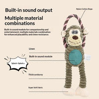 Jouet à mâcher en peluche pour chien en coton, corde de tension durable, jouet interactif qui couine pour nettoyer les dents