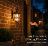 Lanterne murale vintage d'extérieur en aluminium moulé sous pression, IP65 étanche, bronze antique, applique murale de jardin, applique de porche extérieure E27